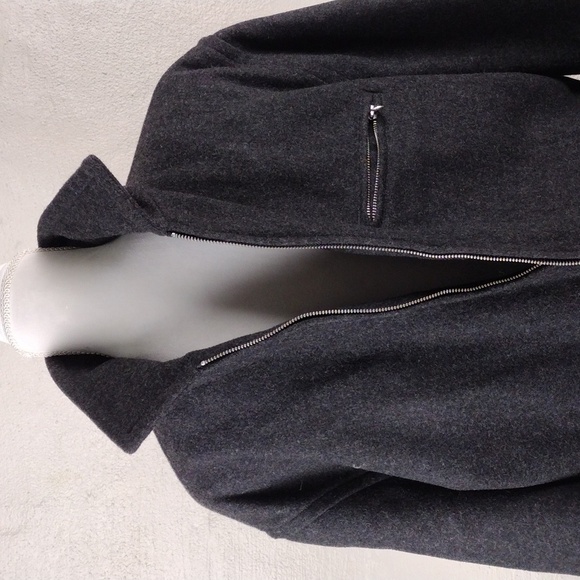 J. Crew 100% Wool Black Pointed Collar Long Sleeve Full Zipper Front Dress Coat - Picture 6 of 14